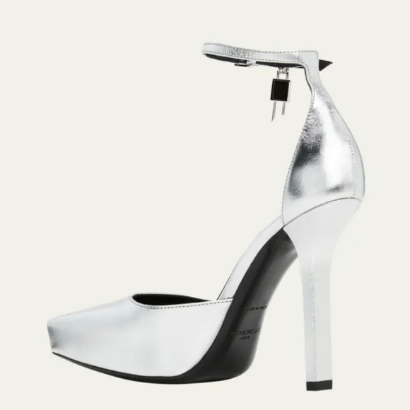Givenchy Womens G lock Metallic Ankle Strap Heels Pump Sandals Shoes sz 9 - Picture 2 of 16